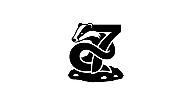 Badger and Letter Z Black and White Logo Design.