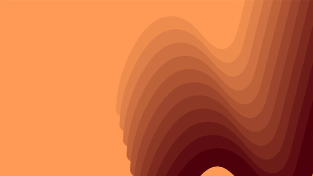 Warm brown and orange abstract background with dimensional gradient waves. Organic layers and fluid lines, suitable for textured designs and natural themes