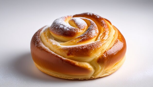 Delicious Semla Sweet Bun Showcased On A Bright White Background With Soft Lighting
