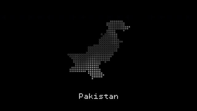 Dotted pakistan map with country name animation
