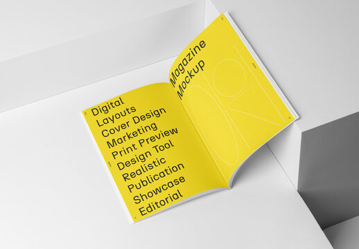 Open Hardcover Magazine Mockup