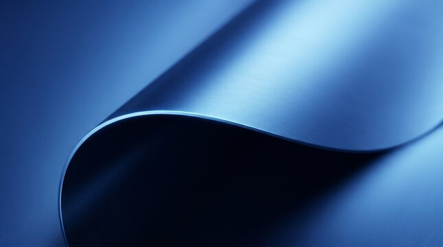 Abstract smooth brushed blue metal wave background elegant curved metallic surface macro focus texture for premium fintech corporate tech design product presentation backdrop