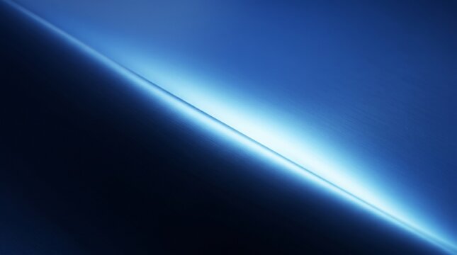 Abstract fintech metallic background with bright diagonal light flare and dark blue texture. Futuristic digital technology backdrop for commercial business design.