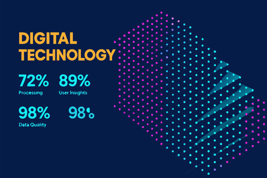 Digital Technology Data Processing and User Insights with Abstract Geometric Pattern