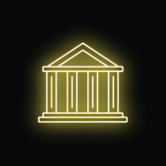 Naklejka premium Government building icon glowing with neon light on a dark background