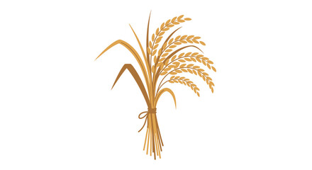 Obraz premium Golden wheat stalk bundle harvest agriculture food source illustration