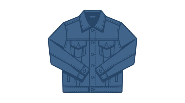 Flat vector illustration of a blue denim jacket on white background