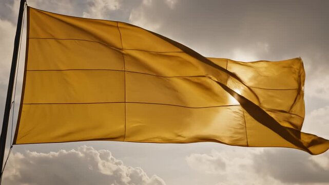 Yellow flag waving in sky
