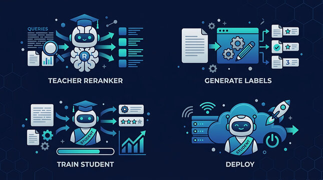 Conceptual Vector Illustrations of Artificial Intelligence Training Workflow and Machine Learning Model Deployment Process