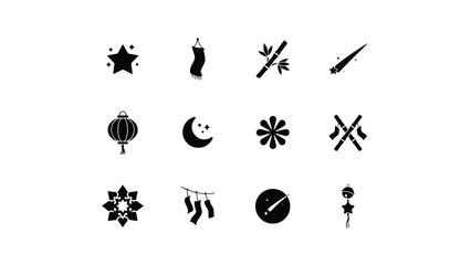Obraz premium Star banner bamboo shooting star lantern moon flower firecracker flower.