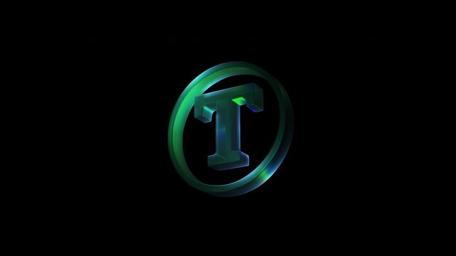 Three dimensional letter t icon rotating