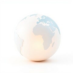 Fototapeta premium Stylized globe illustration. Soft colors depict continents, oceans. Minimalist design, bright background. Simple, clean aesthetic.