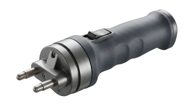 Black handheld electric stun gun self defense device.