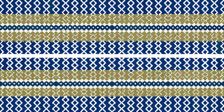Chevron zigzag pattern in blue and beige tones repeating textile design