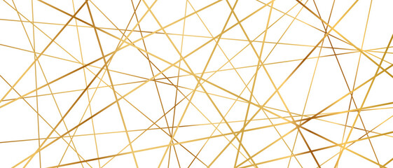 Obraz premium Modern abstract pattern with straight golden lines creating seamless geometric background texture vector illustration. Clean linear design with chaotic outline elements for contemporary projects.