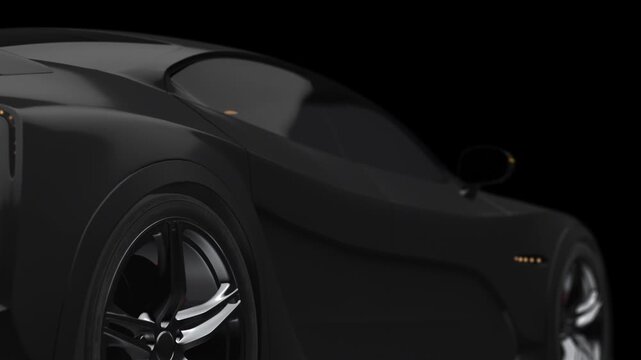 Seamless camera push from aerodynamic vehicle design into high performance V8 engine. Car Industry Related High Quality 3D 4K Animation.