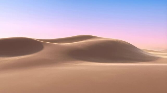 Serene desert landscape with gentle sand dunes under a pastel sky. A tranquil setting ideal for relaxation, meditation, and nature-themed projects