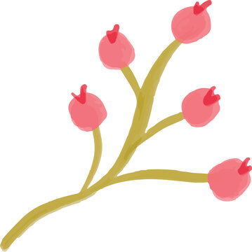 Hand Painted Floral Bloom Element Illustration