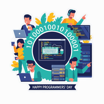 Programmers celebrate with computers and code