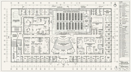 Fototapeta premium Advanced ai research facility level 5 floor plan blueprint