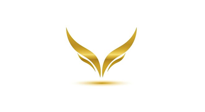Abstract gold wings or petal floral logo.