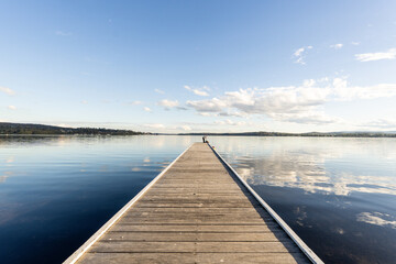 Obraz premium Warners Bay Wooden Jetty at Dawn on Lake Macquarie New South Wales Australia