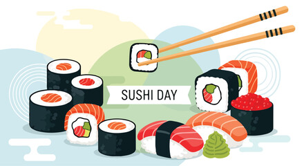 Colorful sushi arrangement for a special day © Tia