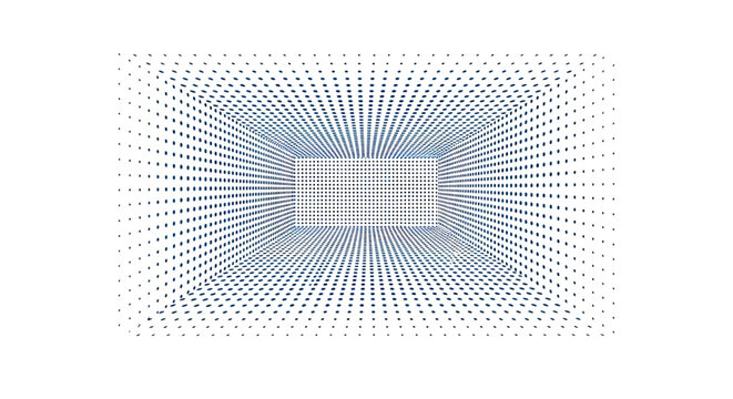 Abstract tunnel perspective with blue dotted pattern