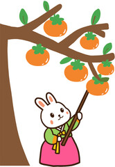 Fototapeta premium Persimmon-picking rabbit 