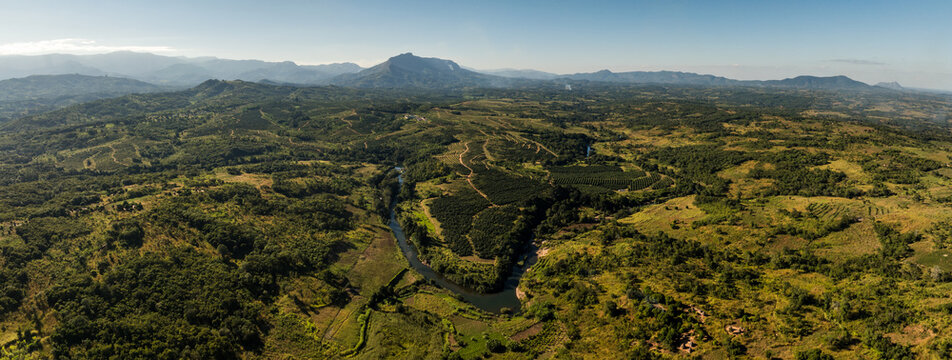 Aerial view of Honde Valley agricultural landscape