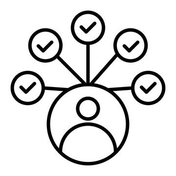 Employee task delegation and multi-tasking skills line icon