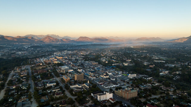 Mutare cityscape at dawn with mountains and valley