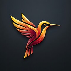 Obraz premium Elegant 3D hummingbird in flight with warm gradients
