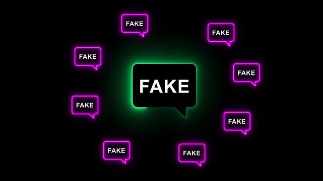 Fake news and misinformation concept on the transparent background. Motion graphics of malicious disinformation and Clickbait content. 4k video animation.