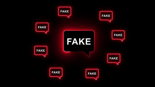 Fake news and misinformation concept on the transparent background. Motion graphics of malicious disinformation and Clickbait content. 4k video animation.