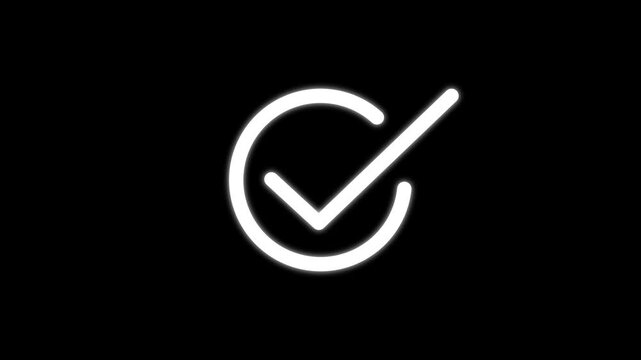 Chick mark animation on circle. tick mark symbol ok button animated on black background, with Motion graphics of road sign arrow
