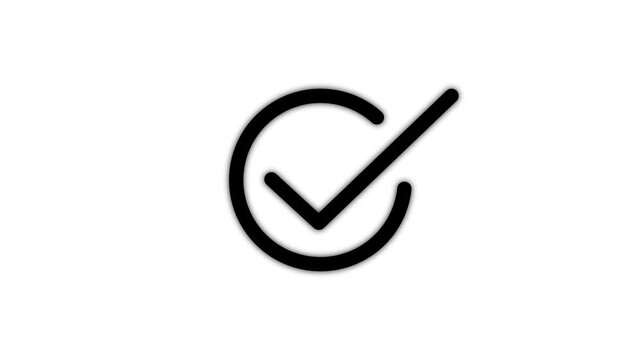 Chick mark animation on circle. tick mark symbol ok button animated on black background, with Motion graphics of road sign arrow