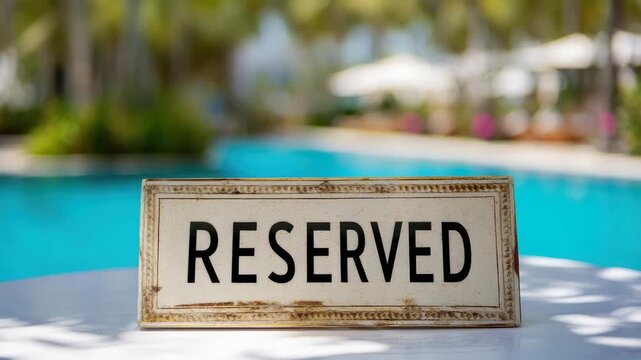 reserved sign on luxury pool background animation