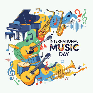 A colorful illustration of various musical instruments (1)