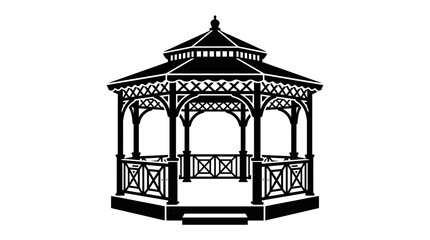 Fototapeta premium Elegant Gazebo Silhouette Vector - Outdoor Structure