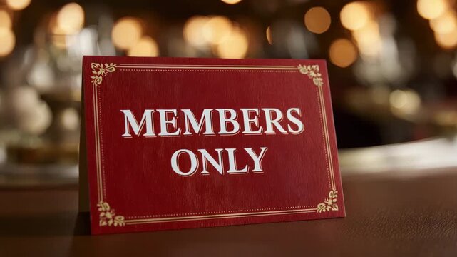 members only sign on a table in a bar decorated with lights animation