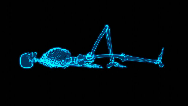Hologram Skeleton Profile Supine Unilateral Knee Flexion HUD
