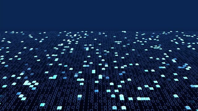 Blue binary digital matrix technology background
