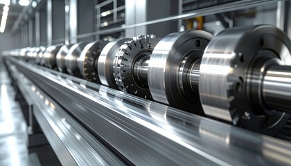 Fototapeta premium Industrial machinery parts on production line.
