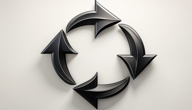 four black solid curved arrows forming a continuous clockwise cycle representing process flow