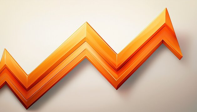 two vibrant orange arrows trending upwards in a zigzag pattern against a clean white background
