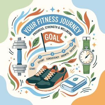 Fitness journey motivation with running shoe.