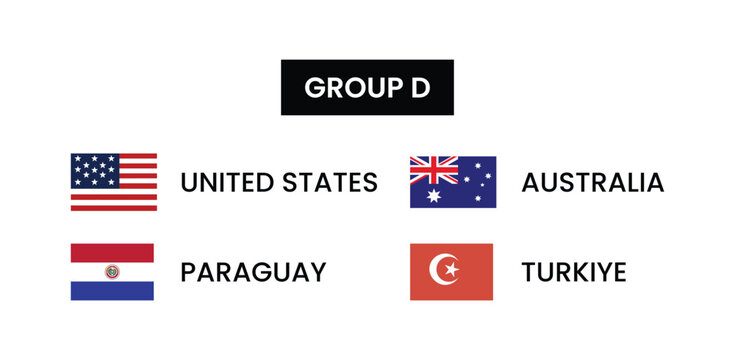 Group d flags and countries for international competition