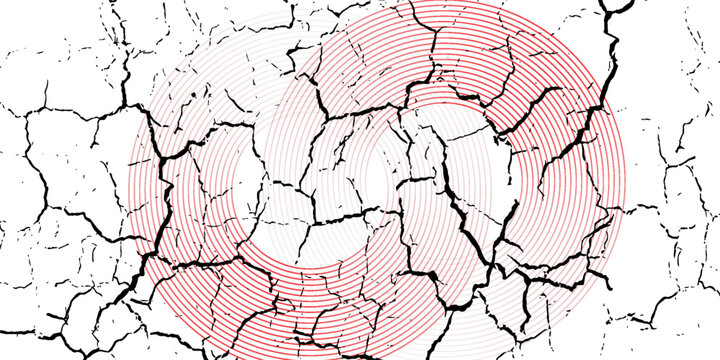Collection of red concentric circles. Collection of radial sound wave or sonar rings. Pack of radar icon symbols, targets, dashed lines, halftones.eps 10,modern.
