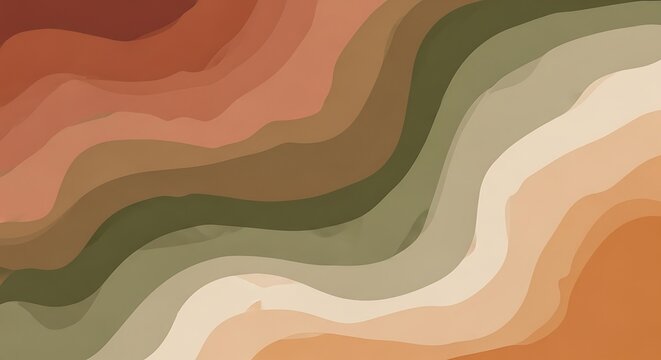 Abstract Earth Tone Wavy Background with Organic Fluid Shapes